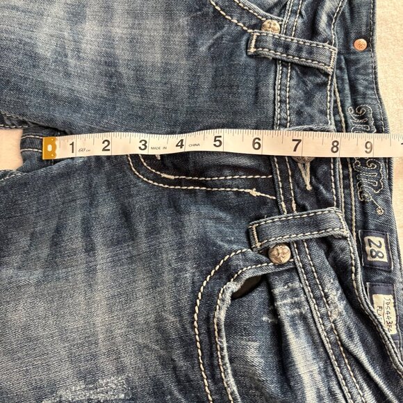 MissMe Womens Flare Jeans Size28 Denim Mid-RiseJP5443F4 Embellished Back Pockets - Picture 10 of 11
